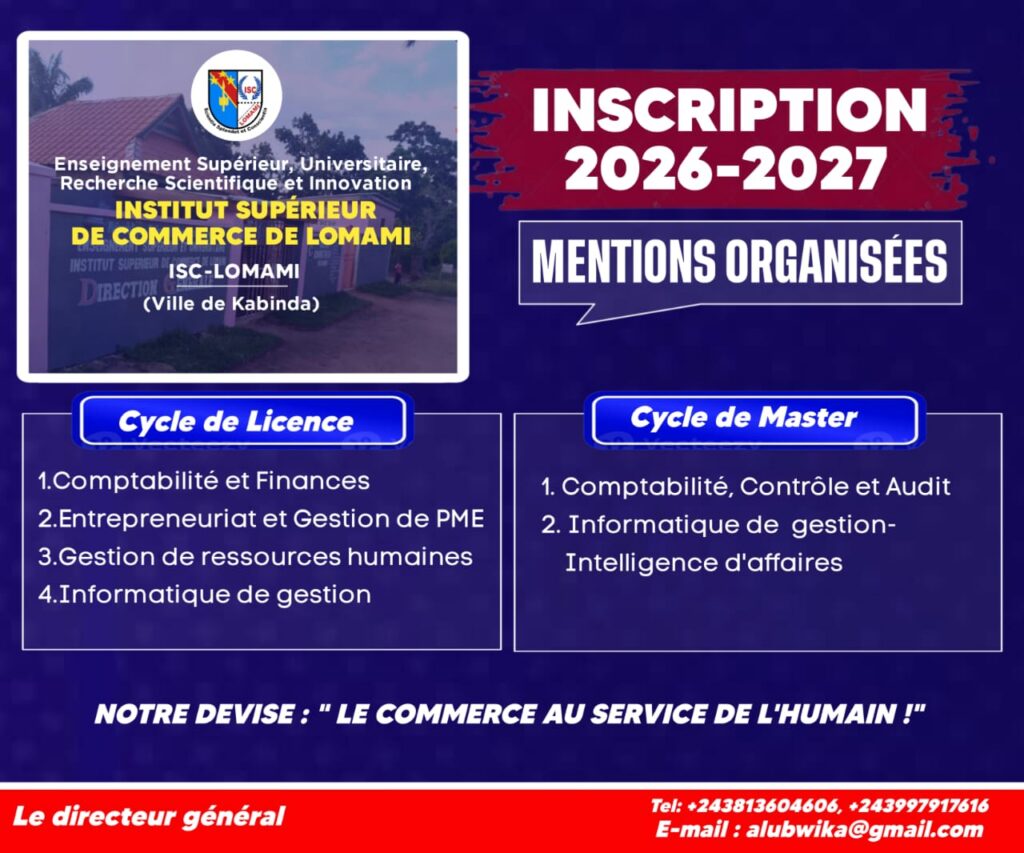 Inscription 2026-2027 à l'ISC-Lomamai
